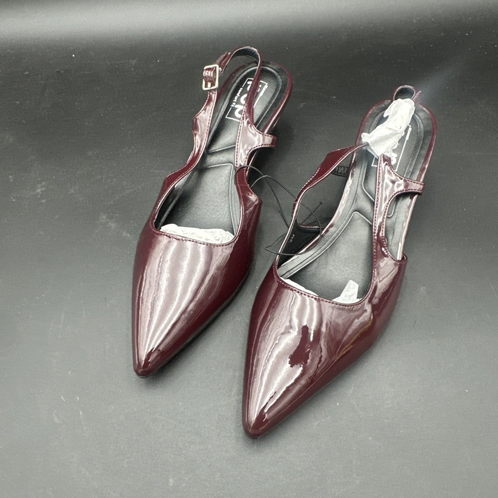Pop Muna Women's  Comfort Fit Burgundy Patent Kitten Slingback Kitten Size‎ 9M